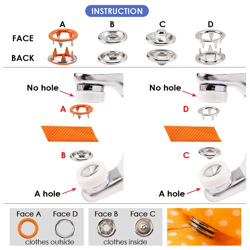 Snap Fastener Kit – Metal Buttons with Pliers Tool Set