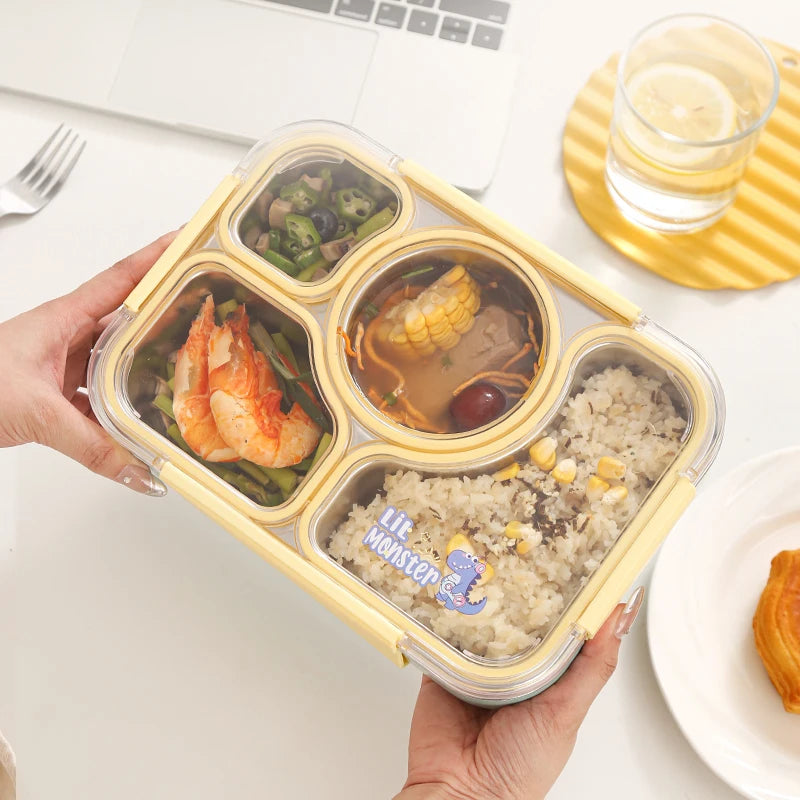 Happy Unicorn Kids Lunch Box Set with Spoon