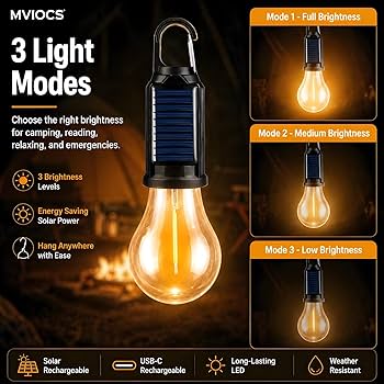 Portable Solar LED Camping Bulb with Hanging Hook