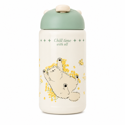 Chillax Cat Insulated Kids Water Bottle (380ml)