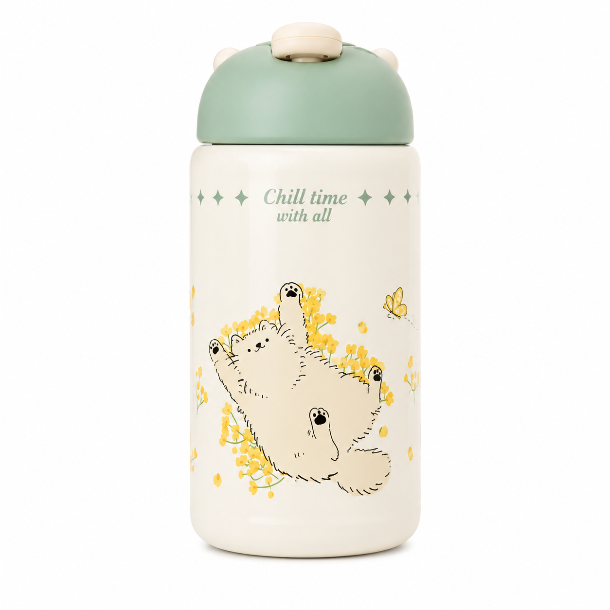 Chillax Cat Insulated Kids Water Bottle (260ml)