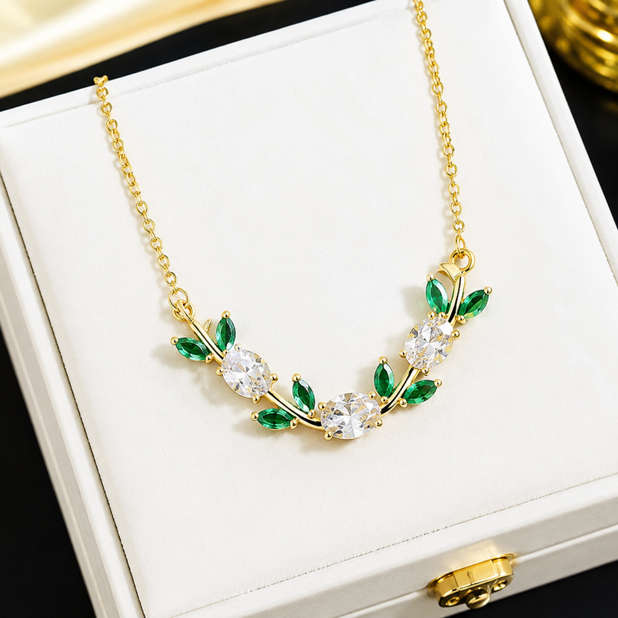 Viral Tulip Crystal Pendant Necklace