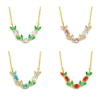 Viral Tulip Crystal Pendant Necklace