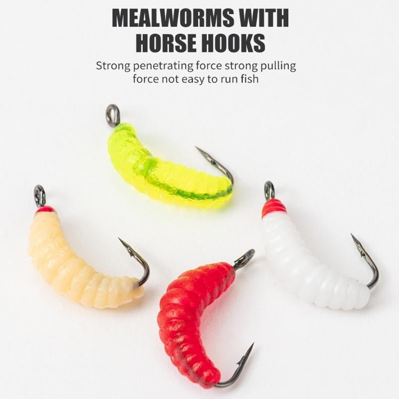 Soft Fishing Maggot Bait with Hook Set