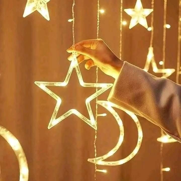 Premium LED Star and Moon Curtain String Lights