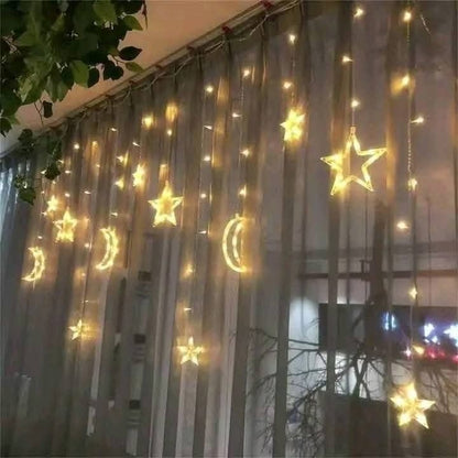 Premium LED Star and Moon Curtain String Lights