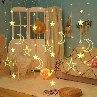 Premium LED Star and Moon Curtain String Lights
