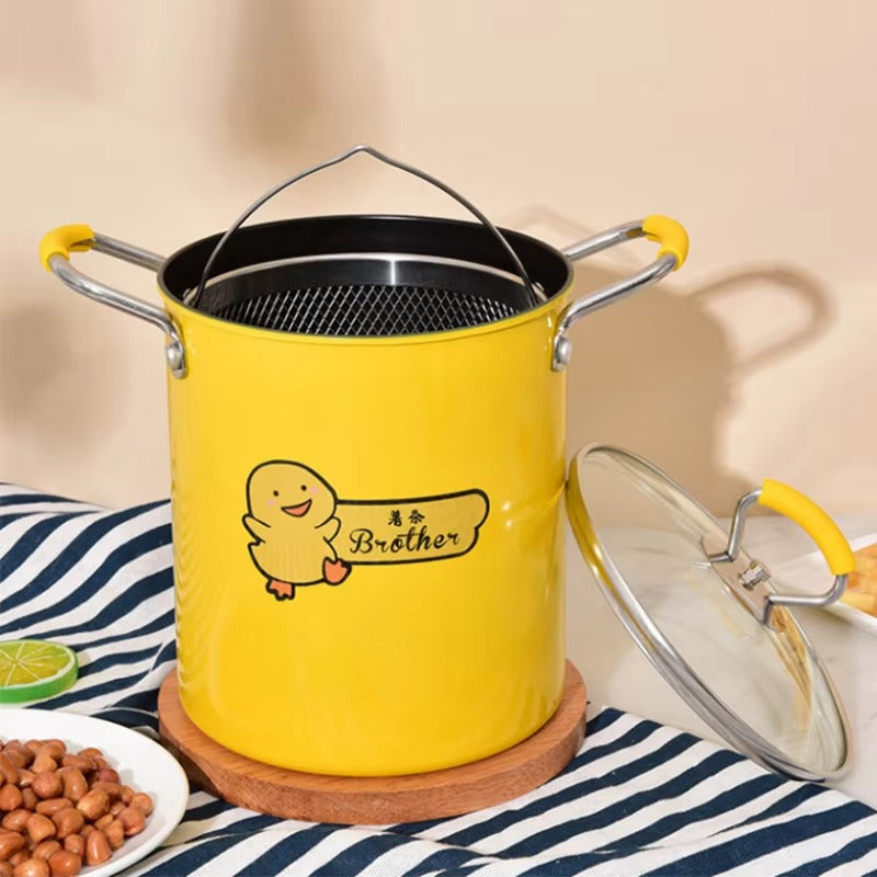 Cute Cartoon Fried Pot – Multifunction Cooking & Frying Pot with Glass Lid