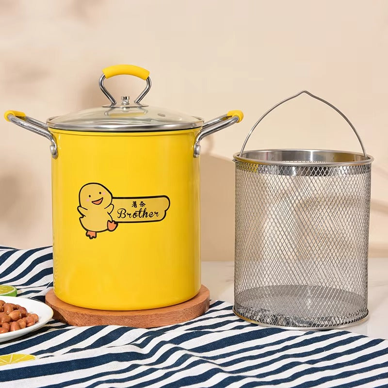 Cute Cartoon Fried Pot – Multifunction Cooking & Frying Pot with Glass Lid