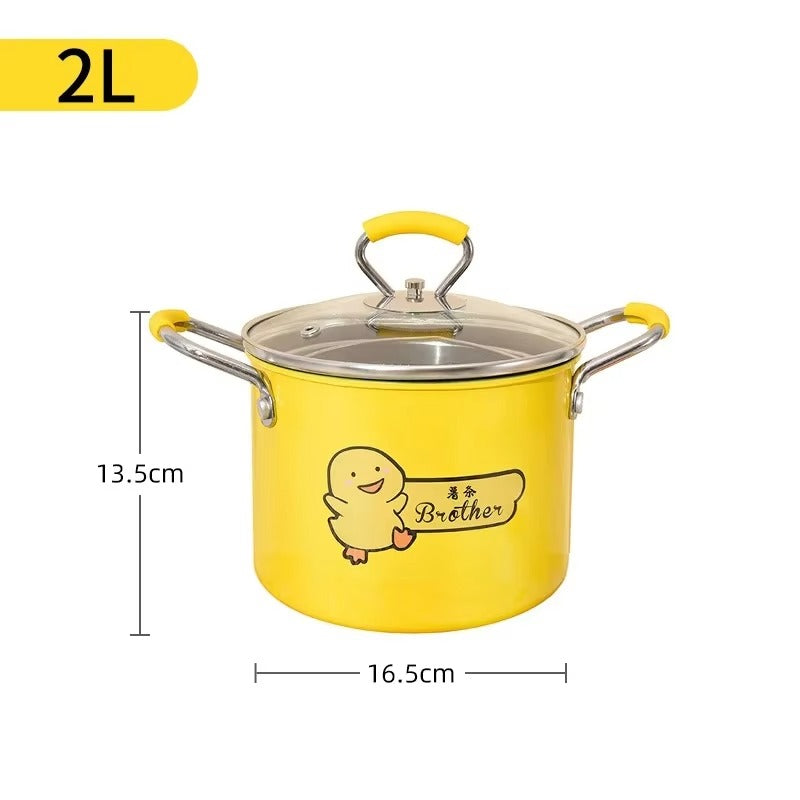 Cute Cartoon Fried Pot – Multifunction Cooking & Frying Pot with Glass Lid