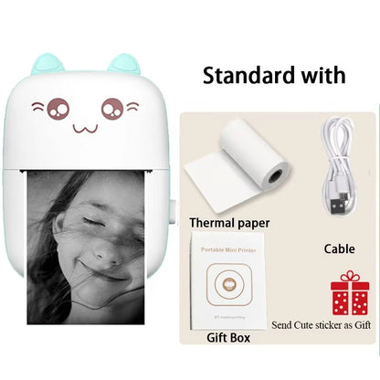 Cute Mini Bluetooth Thermal Printer – Portable Pocket Photo & Sticker Printer